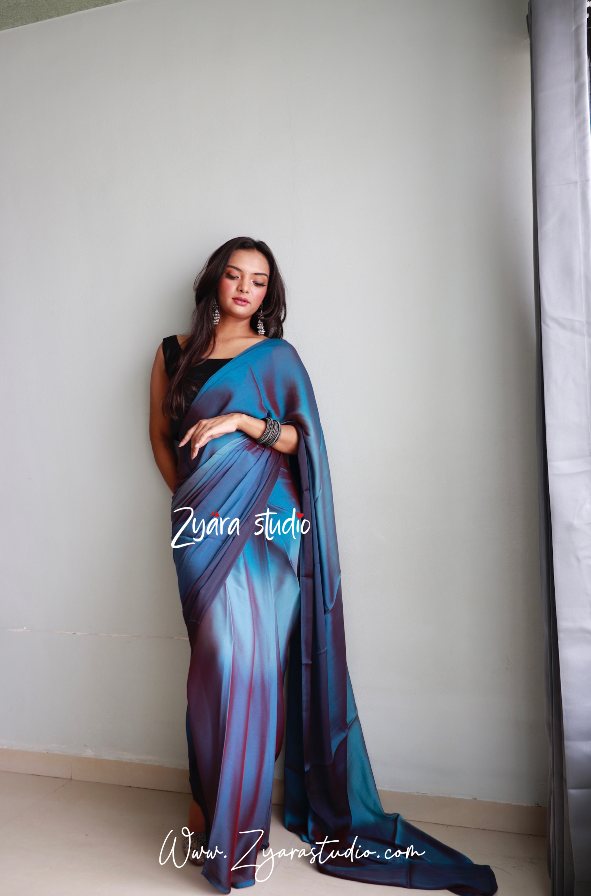 1-Min Ready to Wear Soft Nylon 3D Padding Saree with Unstitched Blouse - Deepsea Pallavi