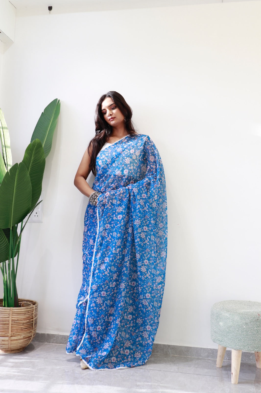 1 Minute Ready to Wear Disha Fox Georgette Digital Floral Saree