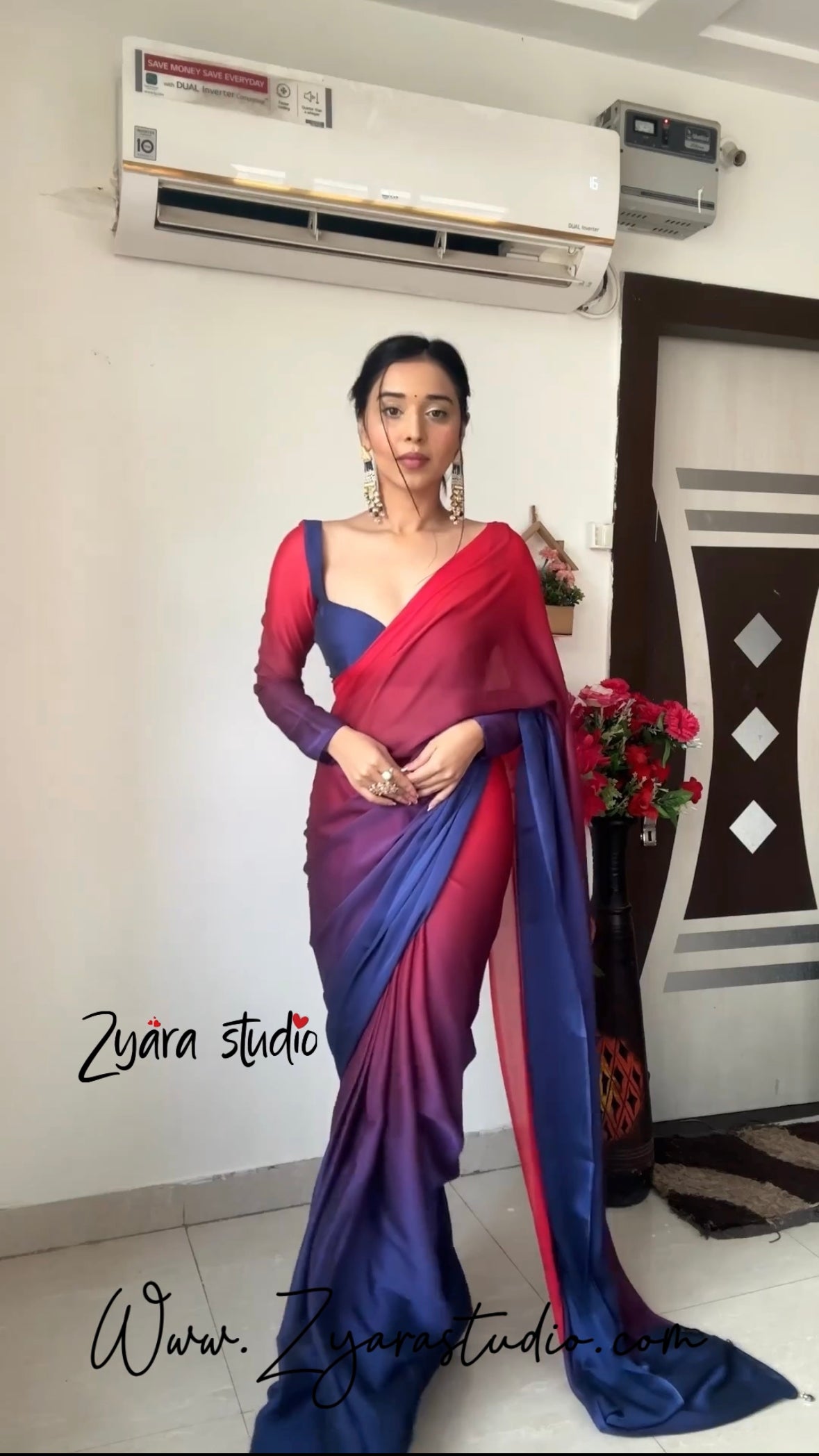 TANIYA RANGOLI 1-min ready to wear rangoli digital print saree with unstitch blouse