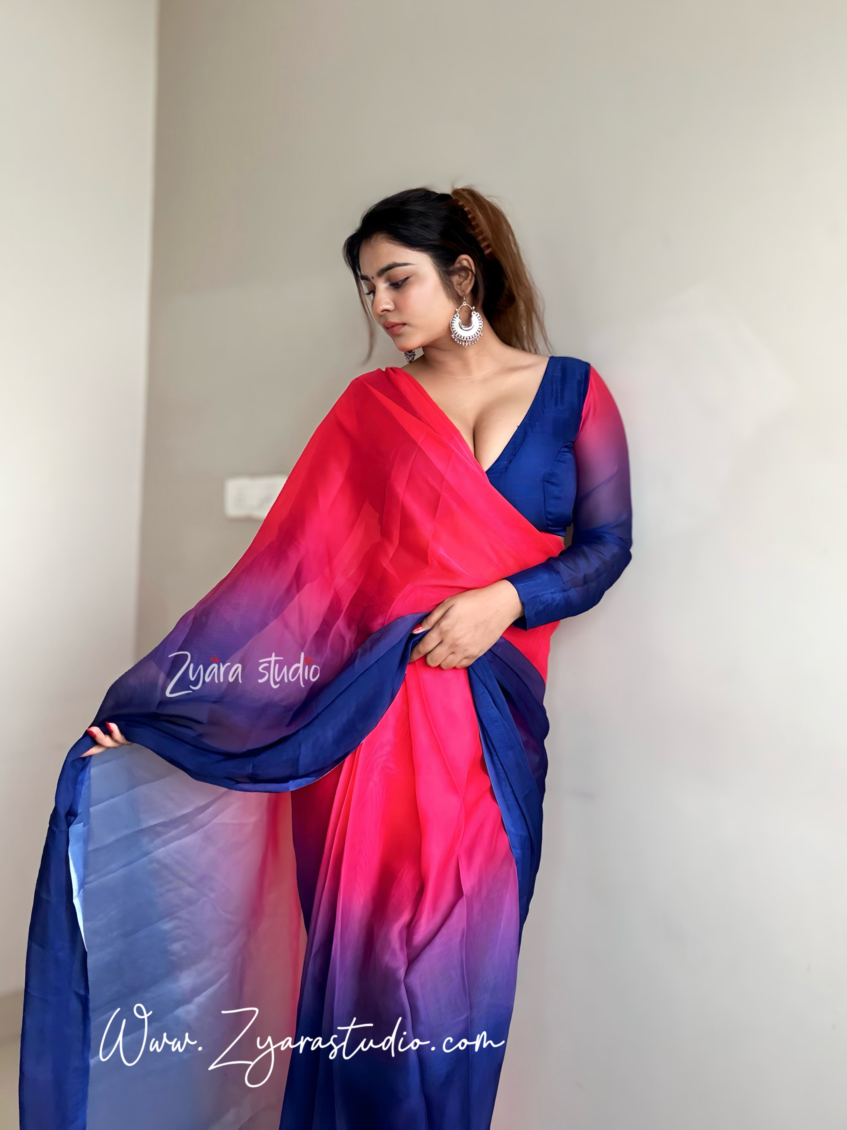 TANIYA RANGOLI 1-min ready to wear rangoli digital print saree with unstitch blouse.