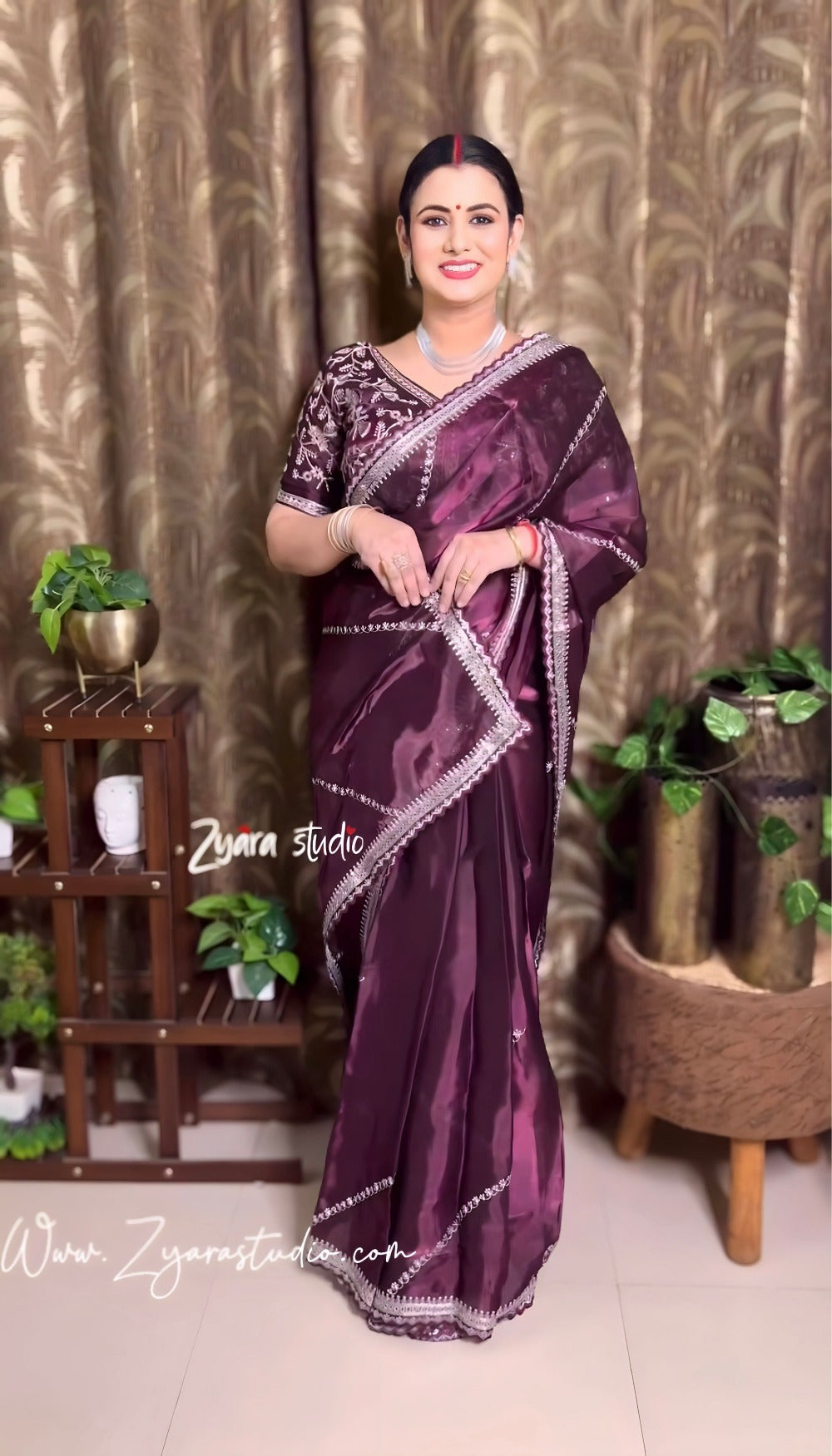 Jimmy Wine - Most Beautiful Saree in Jimmy Choo Silk Fabric with Sequence Embroidery Work Saree