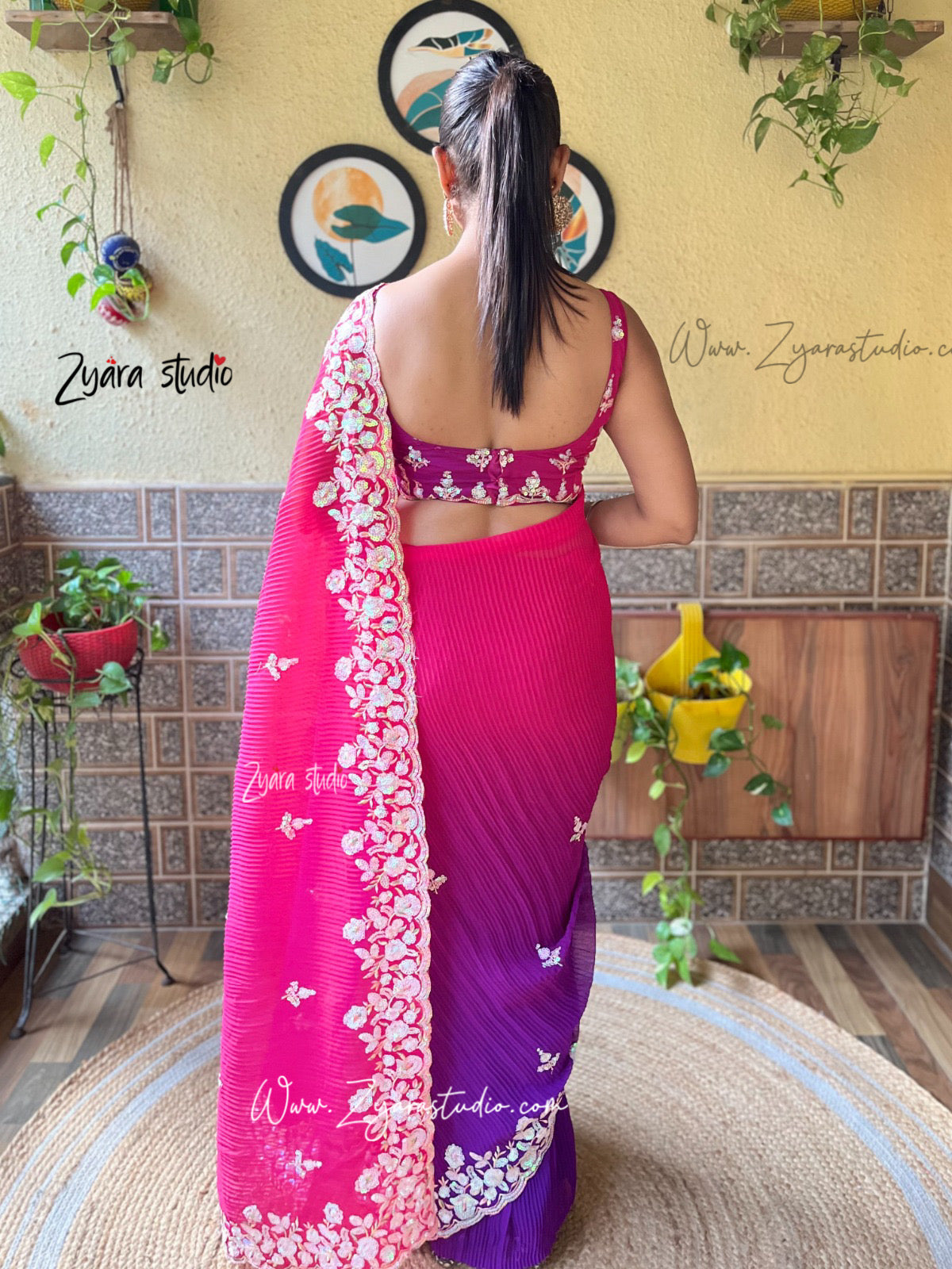 Taniya Crush - Most Beautiful Saree in Georgette with Crush Pattern Fabric & Sequence Embroidery Work Saree