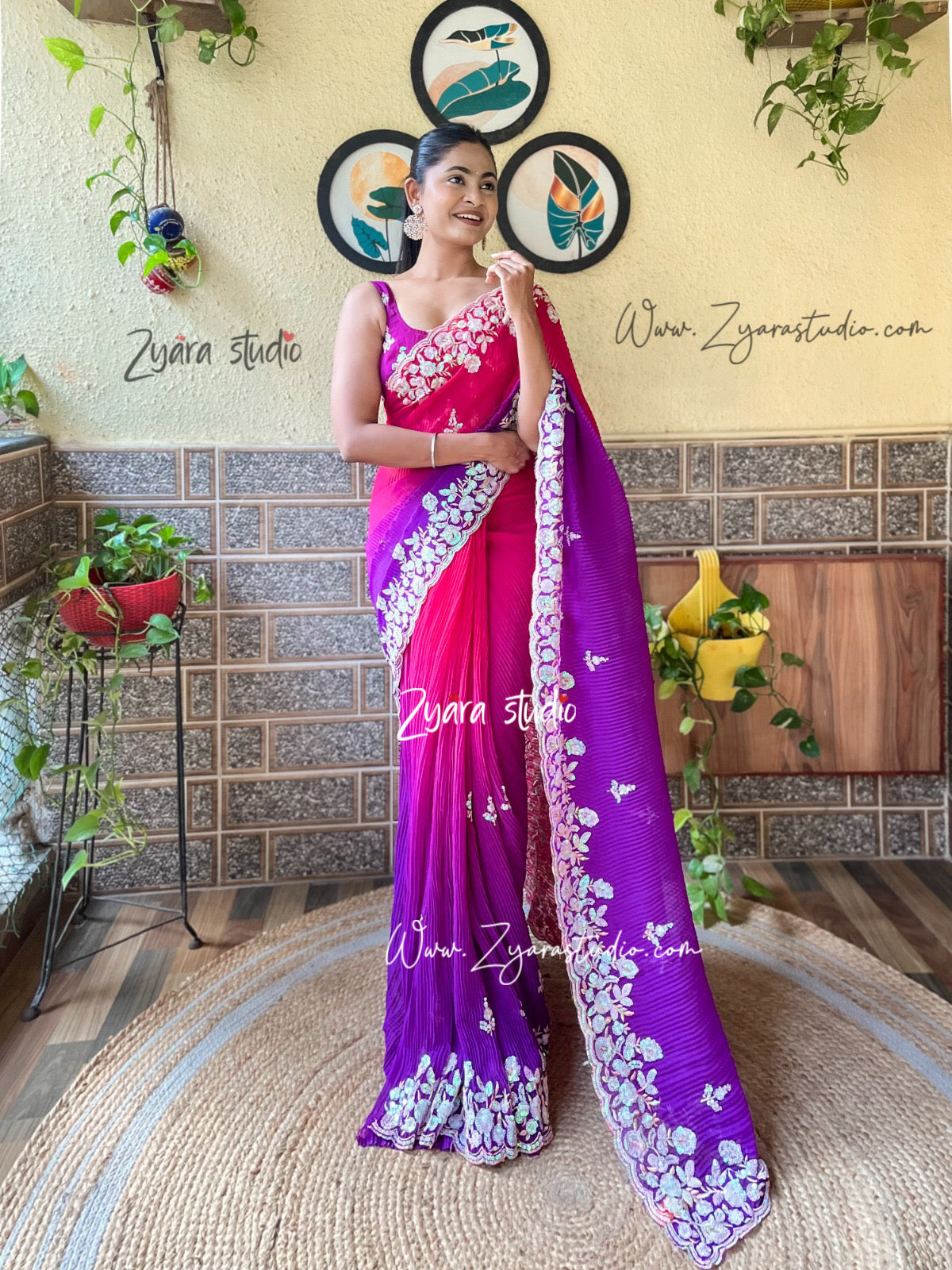 Taniya Crush - Most Beautiful Saree in Georgette with Crush Pattern Fabric & Sequence Embroidery Work Saree