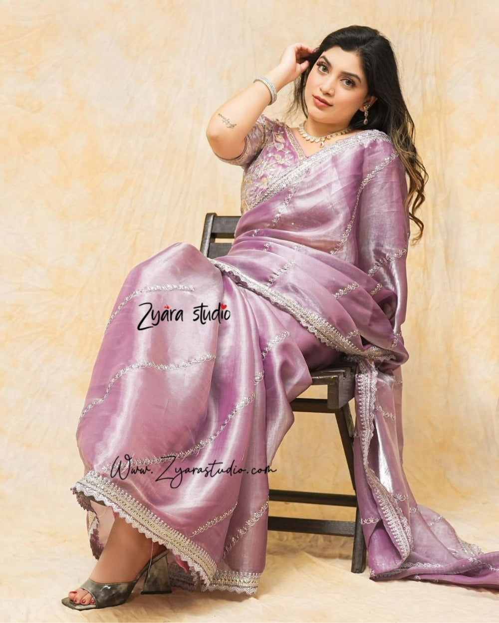 Jimmy Lavender - Most Beautiful Saree in Jimmy Choo Silk Fabric with Sequence Embroidery Work Saree