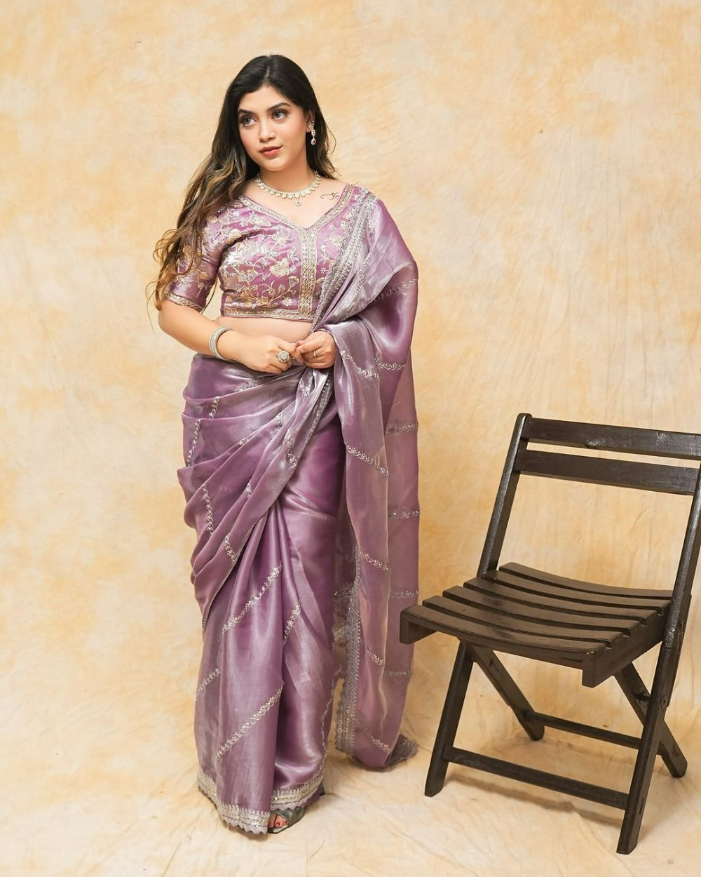 Jimmy Lavender - Most Beautiful Saree in Jimmy Choo Silk Fabric with Sequence Embroidery Work Saree