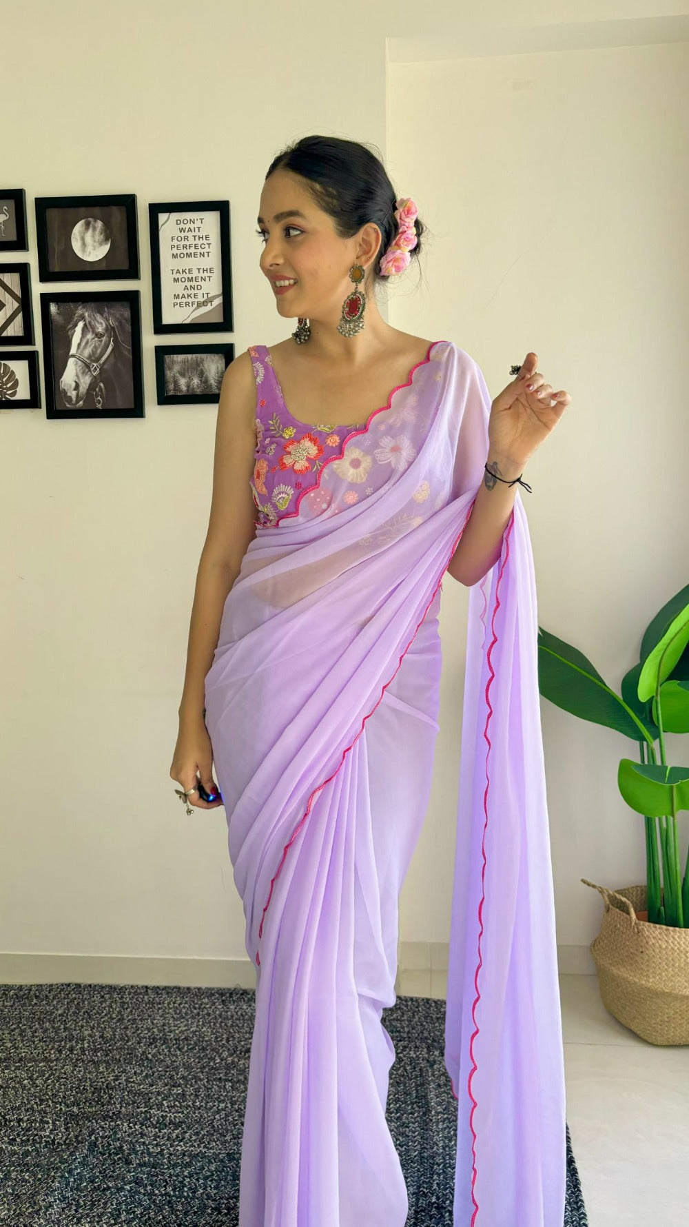 Sweta Lavender : Fox Georgette Saree with Unstitched Blouse