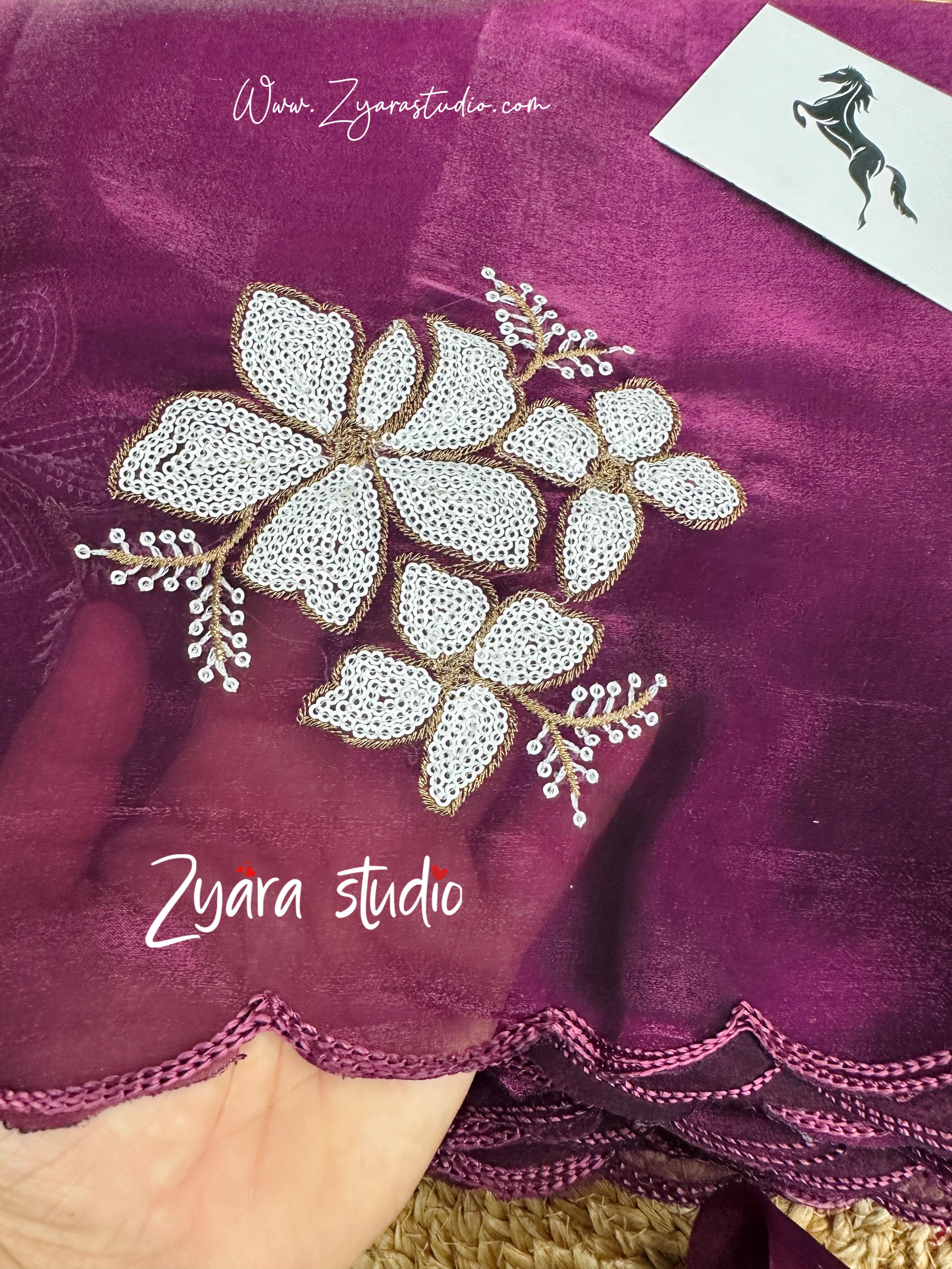 Most Beautiful Saree in Jimmy Choo Silk Fabric with Sequence Embroidery Work Saree and Unstitched Blouse