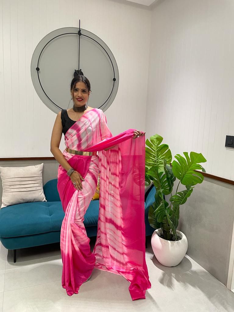 1-min ready to wear in shibori prisma print saree with unstitch blouse