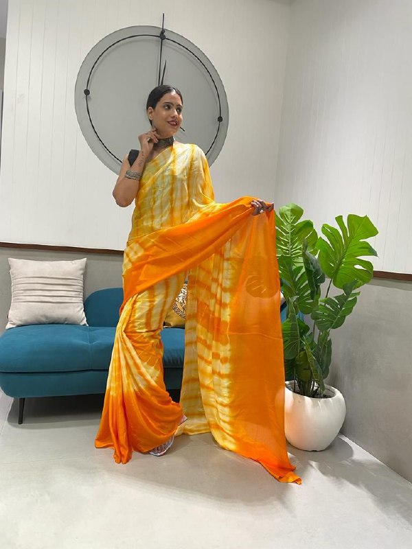 1-min ready to wear in shibori prisma print saree with unstitch blouse